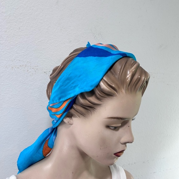 Silk Blue and Orange Scarf - Picture 16 of 16